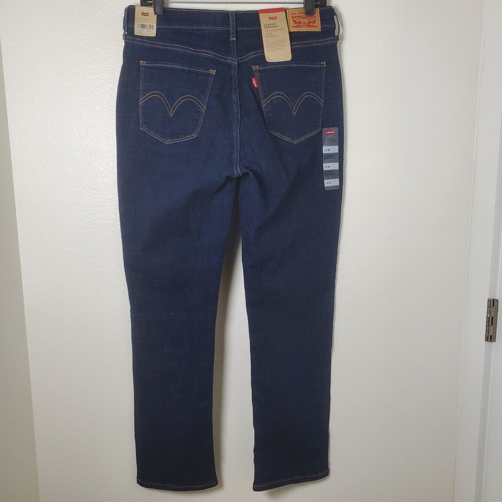 Levi's Classic Straight Leg Jeans Womens 10 Dark Wash Mid Rise Stellar Stretch‎ - Picture 6 of 13